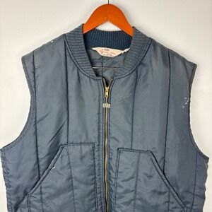 Vintage Walls Blizzard Proof Insulated Workwear Vest Dark Blue Utility Thrashed